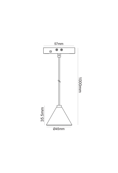  MINI BLACK MAGNETIC PENDANT LUMINAIRE 24V DC 2W 4000K 170LM 36° RA90 5 YRS Φ45*35,5(1000)ΜΜ