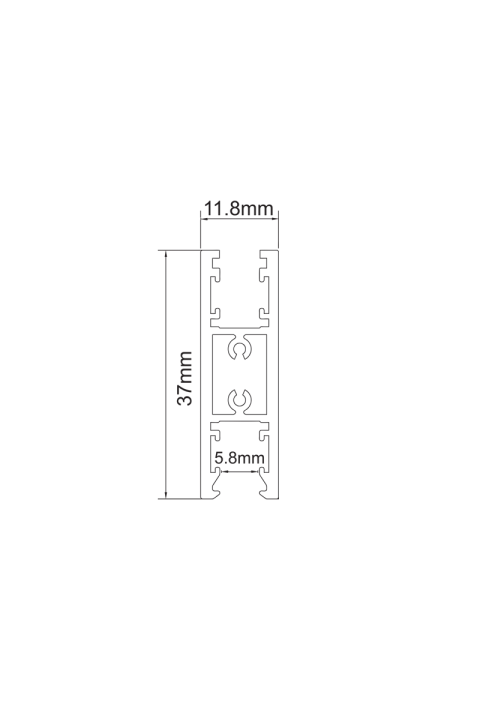 MINI MAGNETIC UP/DOWN TRACK 24V DC 2M BLACK