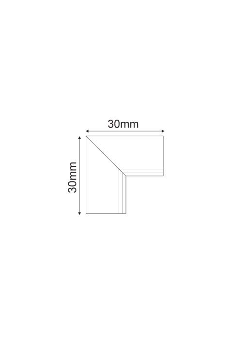 BLACK 90° CORNER FOR MINI MAGNETIC TRIMLESS TMT*MB