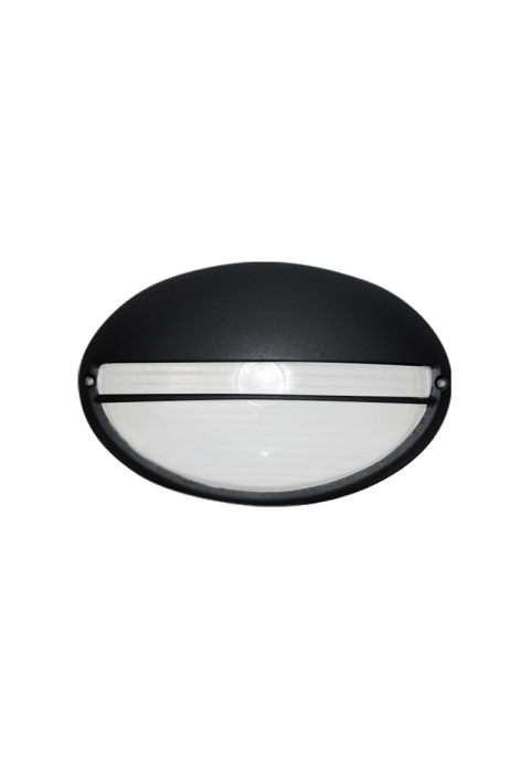 WALL LAMP OVAL 21.5cm WITH COVER BLACK RAL C0026