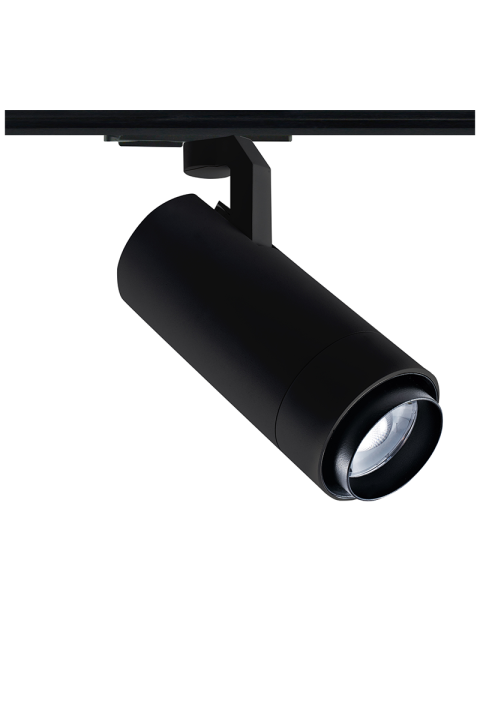 SAND BLACK LED ZOOMABLE TRACK LUMINAIRE 25W 3000K 1-PHASE 25-60° 2800LM MAX. 230V AC Ra80 5YRS