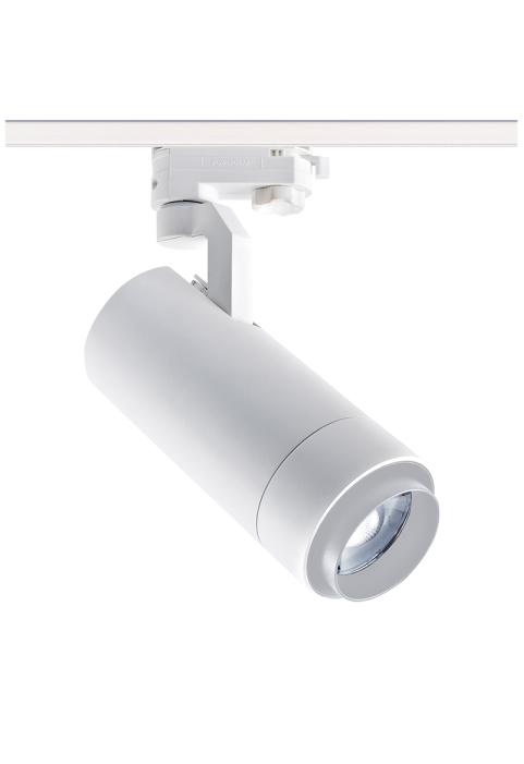 SAND WHITE LED ZOOMABLE TRACK LUMINAIRE 25W 3000K 3-PHASE 25-60° 2800LM MAX. 230V AC Ra80 5YRS