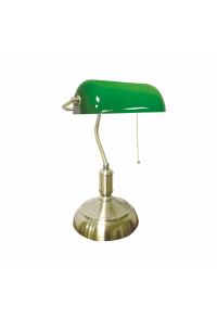 DESK LAMP 1XE27 GREEN GLASS PATINA BRASS METAL 250X300 PRESTIGE