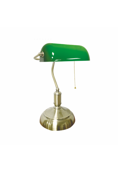 DESK LAMP 1XE27 GREEN GLASS PATINA BRASS METAL 250X300 PRESTIGE