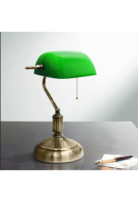 DESK LAMP 1XE27 GREEN GLASS PATINA BRASS METAL 250X300 PRESTIGE