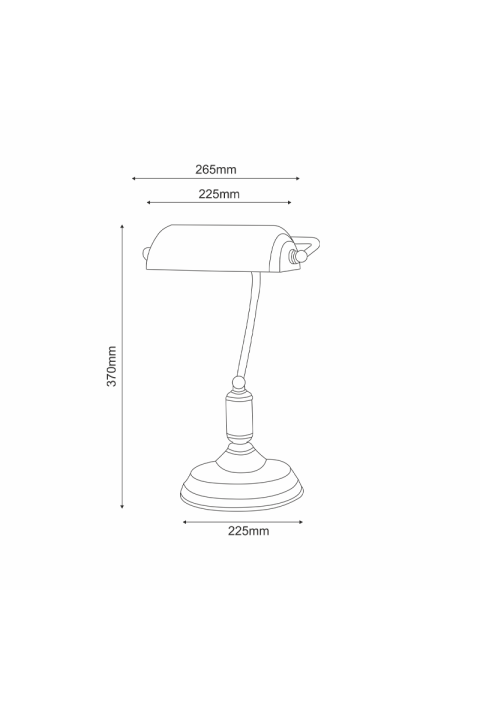 DESK LAMP 1XE27 GREEN GLASS PATINA BRASS METAL 250X300 PRESTIGE