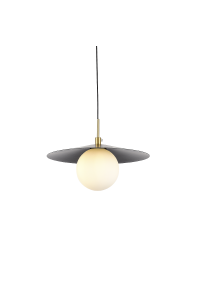 PENDANT LIGHT 1XG9 GOLD METAL BLACK PVC SHADE D100mm GLOBIE