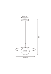 PENDANT LIGHT 1XG9 GOLD METAL WHITE PVC SHADE D100mm GLOBIE