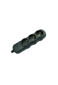 MULTISTRIP 3 SCHUKO SOCKETS BLACK WITH CHILD PROTECTION NO SWITCH NO CABLE 16A IP20