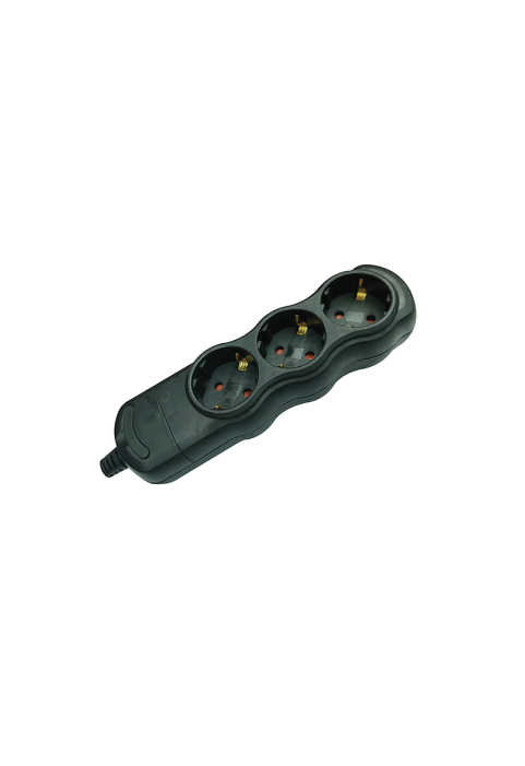 MULTISTRIP 3 SCHUKO SOCKETS BLACK WITH CHILD PROTECTION NO SWITCH NO CABLE 16A IP20