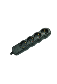MULTISTRIP 4 SCHUKO SOCKETS BLACK WITH CHILD PROTECTION NO SWITCH NO CABLE 16A IP20
