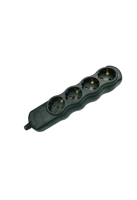 MULTISTRIP 4 SCHUKO SOCKETS BLACK WITH CHILD PROTECTION NO SWITCH NO CABLE 16A IP20