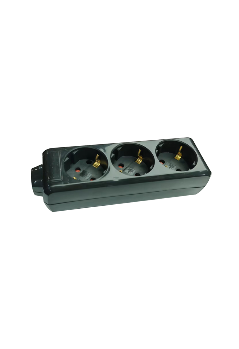 MULTISTRIP 3 SOCKETS BLACK WITH CHILD PROTECT NO SWITCH 16A IP20 & CABLE H05VV-F 3x1,5mm2/1.5m NET