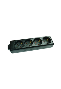 MULTISTRIP 4 SOCKETS BLACK WITH CHILD PROTECT NO SWITCH 16A IP20 & CABLE H05VV-F 3x1.5mm2/1.5m NET
