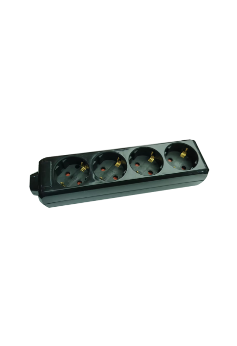MULTISTRIP 4 SOCKETS BLACK WITH CHILD PROTECT NO SWITCH 16A IP20 & CABLE H05VV-F 3x1.5mm2/1.5m NET