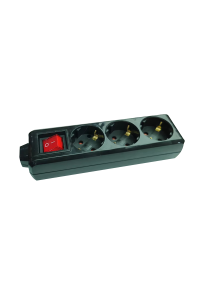MULTISTRIP 3 SOCKETS BLACK WITH CHILD PROTECT & SWITCH 16A IP20 AND CABLE H05VV-F 3x1.5mm2/1.5m NET
