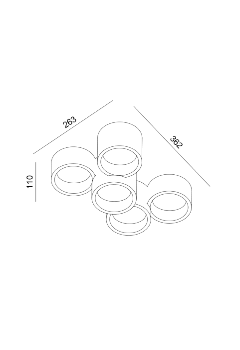 ЛУНИ CEILING LIGHT NATURAL 370*240*150 GENI 5*GX53