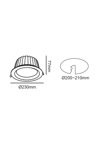  ЛЕД ЛУНА ЗА ВГРАЖДАНЕ 40W 3000K 4700Lm 100° 230V AC Ra80 Φ230*77MM 