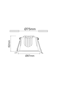 LED WHITE RECESSED DOWNLIGHT 10W 3000K 1050Lm 40° IP44 230V AC Ra80 Φ87*62MM 5YRS
