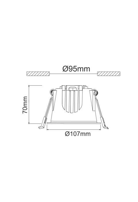 LED WHITE RECESSED DOWNLIGHT 20W 3000K 2200Lm 40° IP44 230V AC Ra80 Φ107*70MM 5YRS
