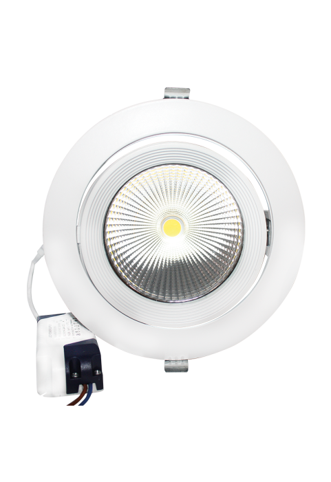 WHITE LED RECESSED MOVABLE LUMINAIRE 30W 3000K 60° 3400LM 230V Ra80