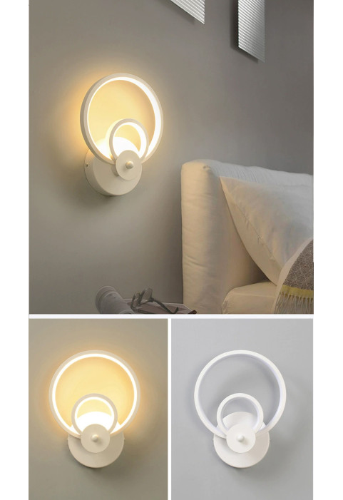 LED Аплик "Двойна Окръжност" Бял Мат