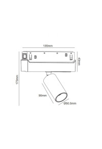 LED ПРОЖЕКТОР ЗА МАГНИТНА ШИНА ACA LIGHTING / MATTE BLACK MAGNETIC SPOT 48V DC 7W 3000K 550LM 36° OSRAM RA90 Φ50*90MM