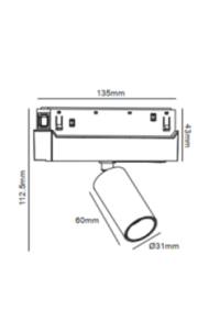 LED ПРОЖЕКТОР ЗА МАГНИТНА ШИНА ACA LIGHTING / MATTE BLACK MAGNETIC MINI SPOT 48V DC 6W 3000K 600LM 24° OSRAM RA90 Φ30*60MM