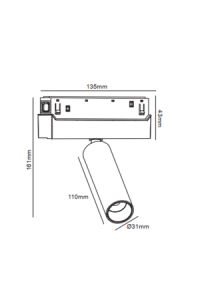 LED ПРОЖЕКТОР ЗА МАГНИТНА ШИНА ACA LIGHTING / MATTE BLACK MAGNETIC MINI SPOT 48V DC 8W 3000K 800LM 24° OSRAM RA90 Φ30*110MM