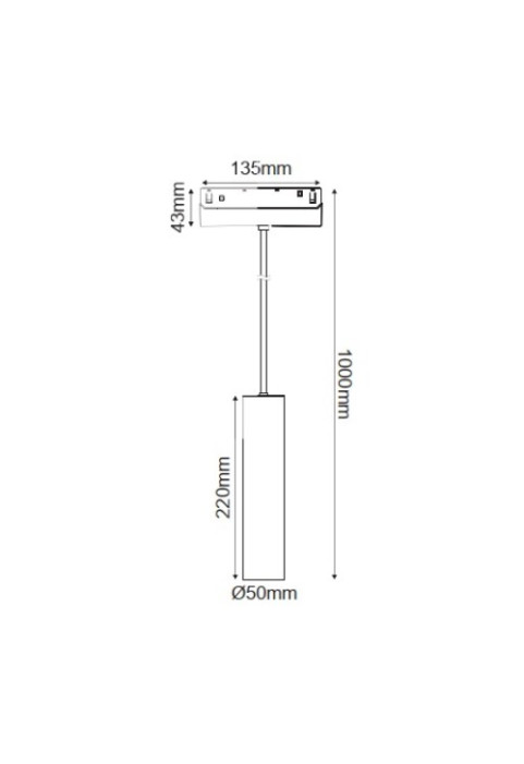 LED ПЕНДЕЛ ЗА МАГНИТНА ШИНА ACA LIGHTING / MATTE BLACK MAGNETIC PENDANT LUMINAIRE 48V DC 9W 3000K 950LM 36° OSRAM RA90 Φ50*220MM