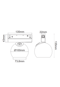 LED ПРОЖЕКТОР ЗА МАГНИТНА ШИНА ACA LIGHTING / MATTE WHITE MAGNETIC SPOT 48V DC 12W 3000K 1000LM 36° OSRAM RA90 Φ100*134MM