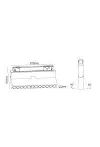 12W 3000K LED ОСВЕТИТЕЛНО ТЯЛО ЗА МАГНИТНА ШИНА ACA LIGHTING / MATTE WHITE MAGNETIC MOVABLE LINEAR 48V DC 12W 3000K 1000LM 24° OSRAM RA90 L220MM